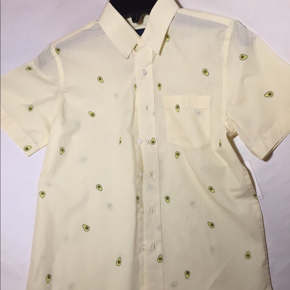 Boys Button-up yellow avocado detail sz M (8) NWT